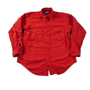 Woolrich Chamois Shirt Mens Large Red Long Sleeve Cotton Button Down Made in USA